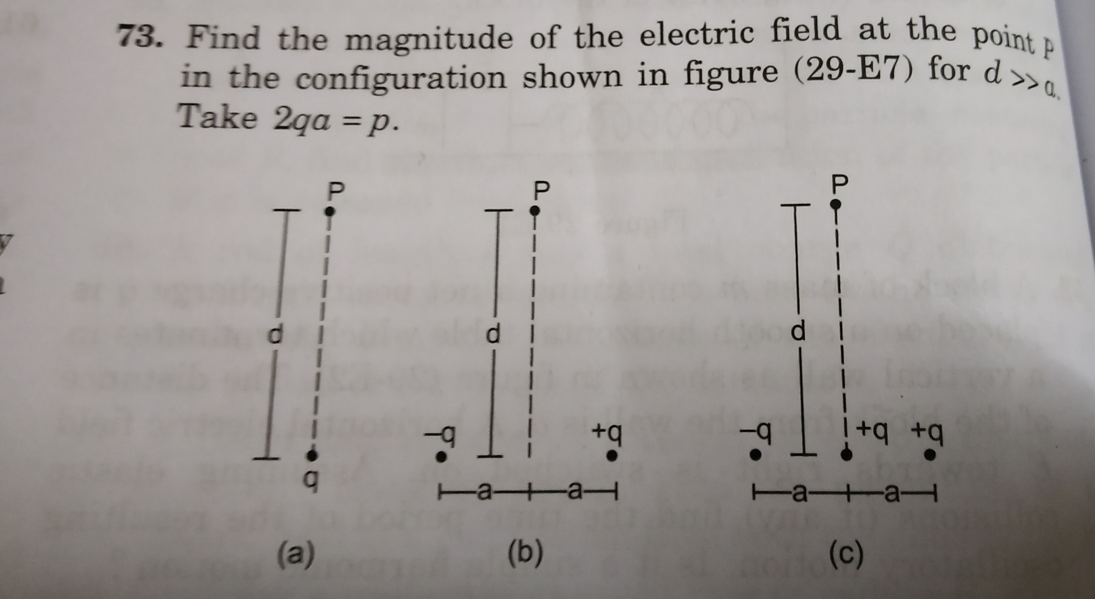 Question image for find the electric field in the given configuratio